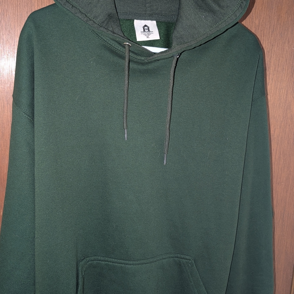 Forest Green Sweatshirt with Hood and Drawstrings